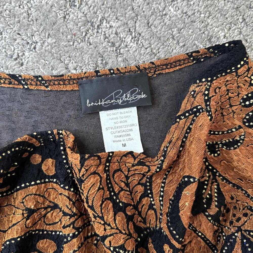 Gorgeous 90s vintage y2k brown rust & gold paisley long sleeve top - Picture 6 of 6